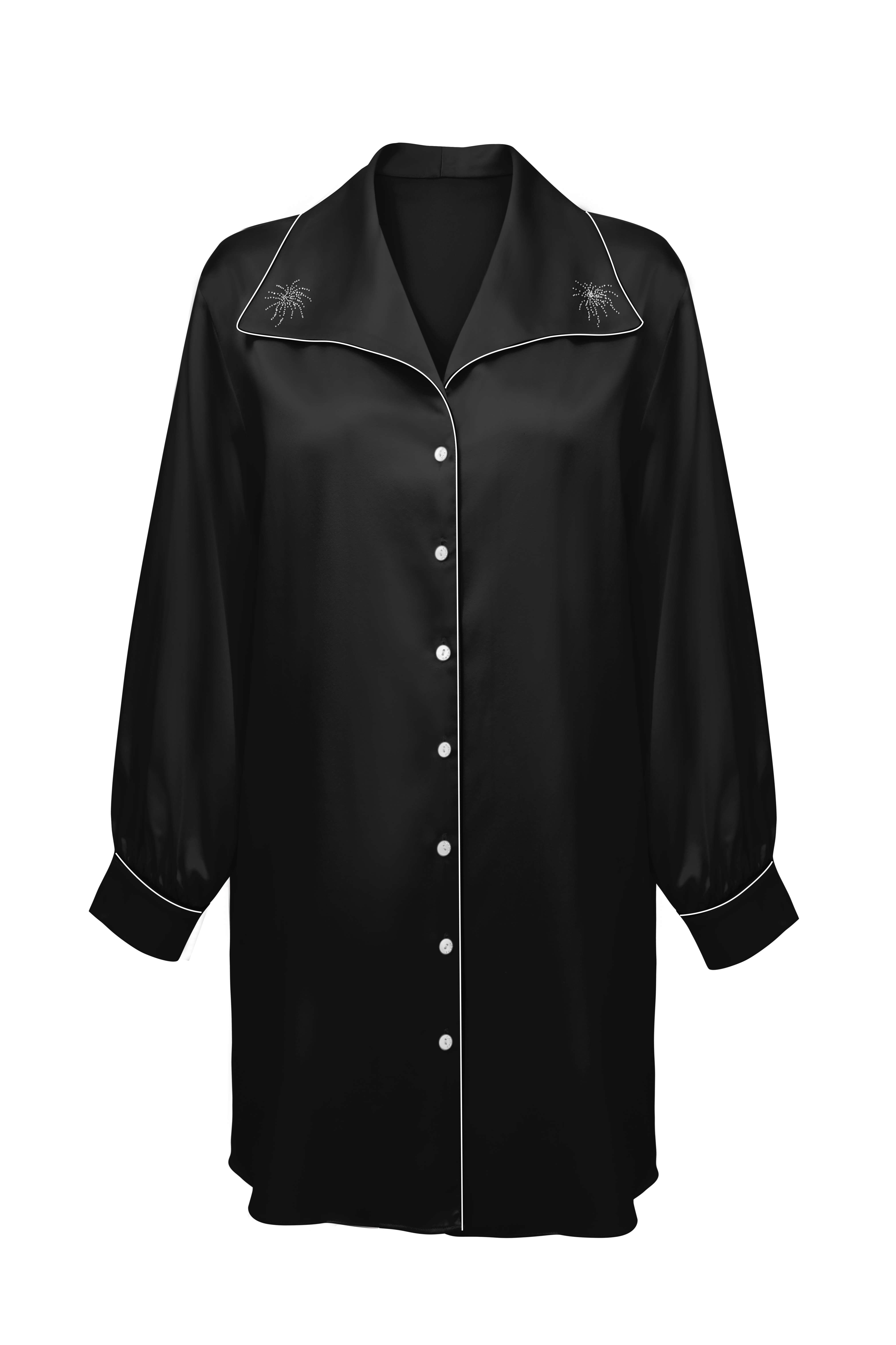 Lume - 22 mm embroidery silk shirt dress