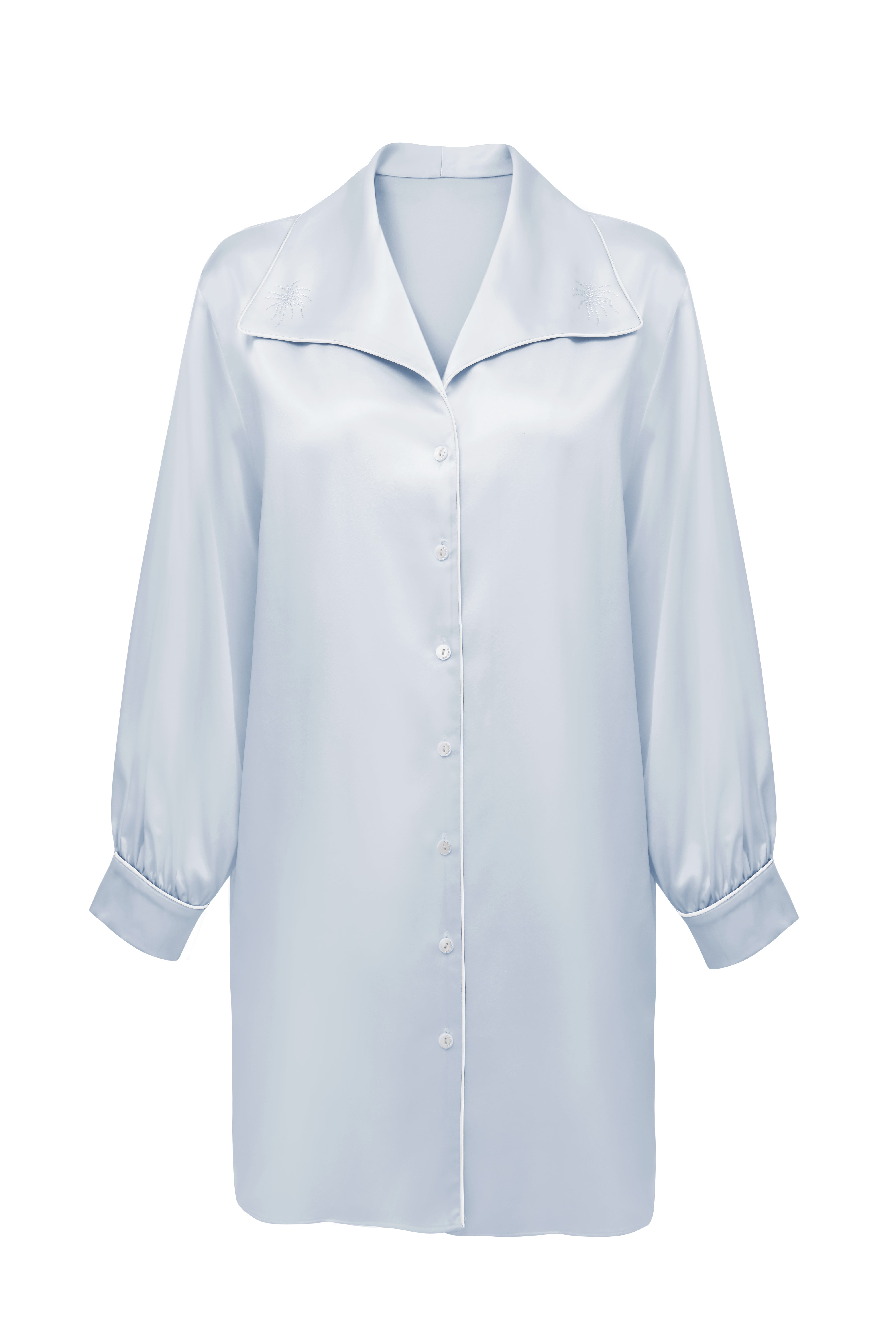 Lume - 22 mm embroidery silk shirt dress