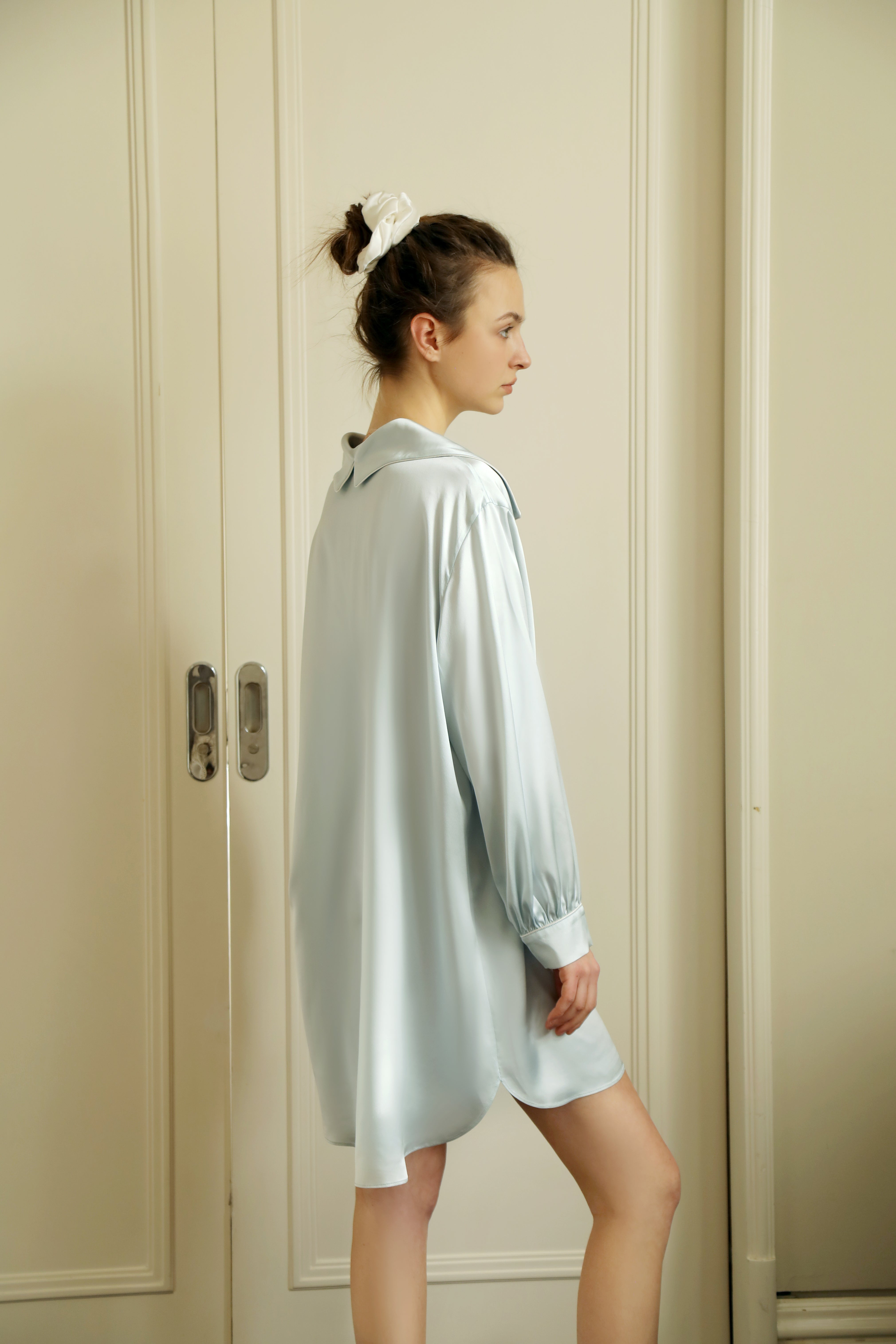 Lume - 22 mm embroidery silk shirt dress