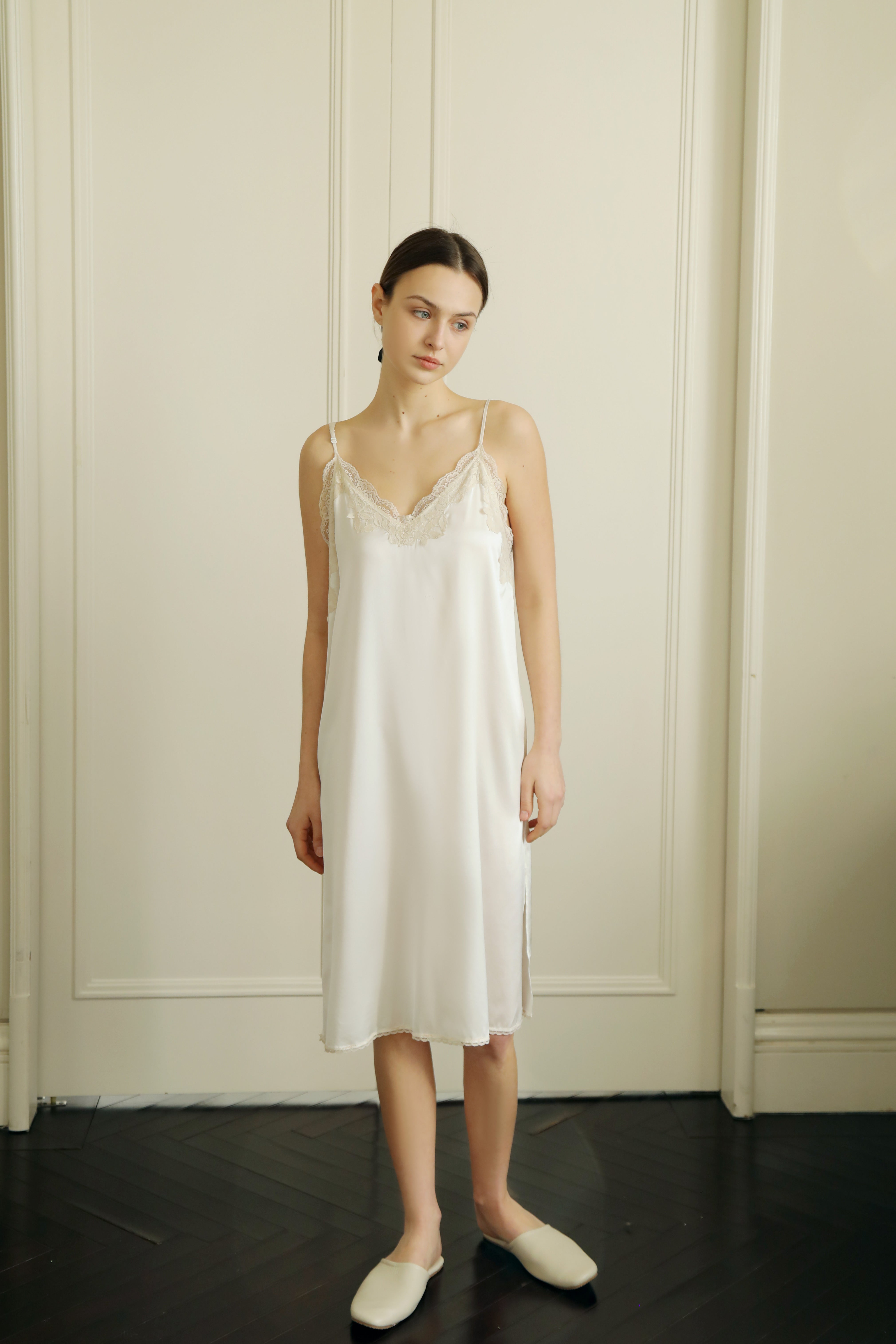 New-moon 22mm mulberry Silk slip dress & Robe set(2 pieces)