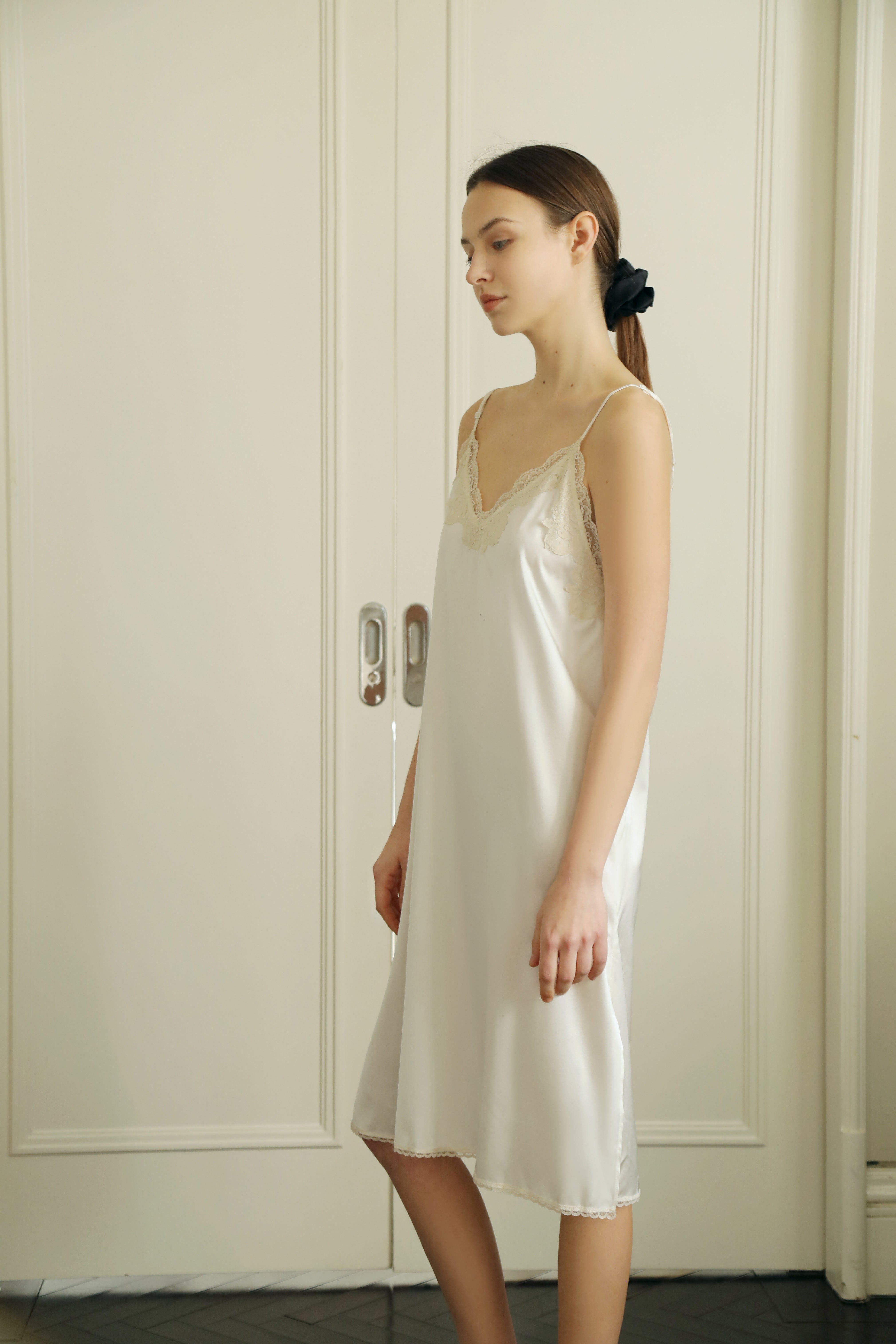 New-moon 22mm mulberry Silk slip dress & Robe set(2 pieces)