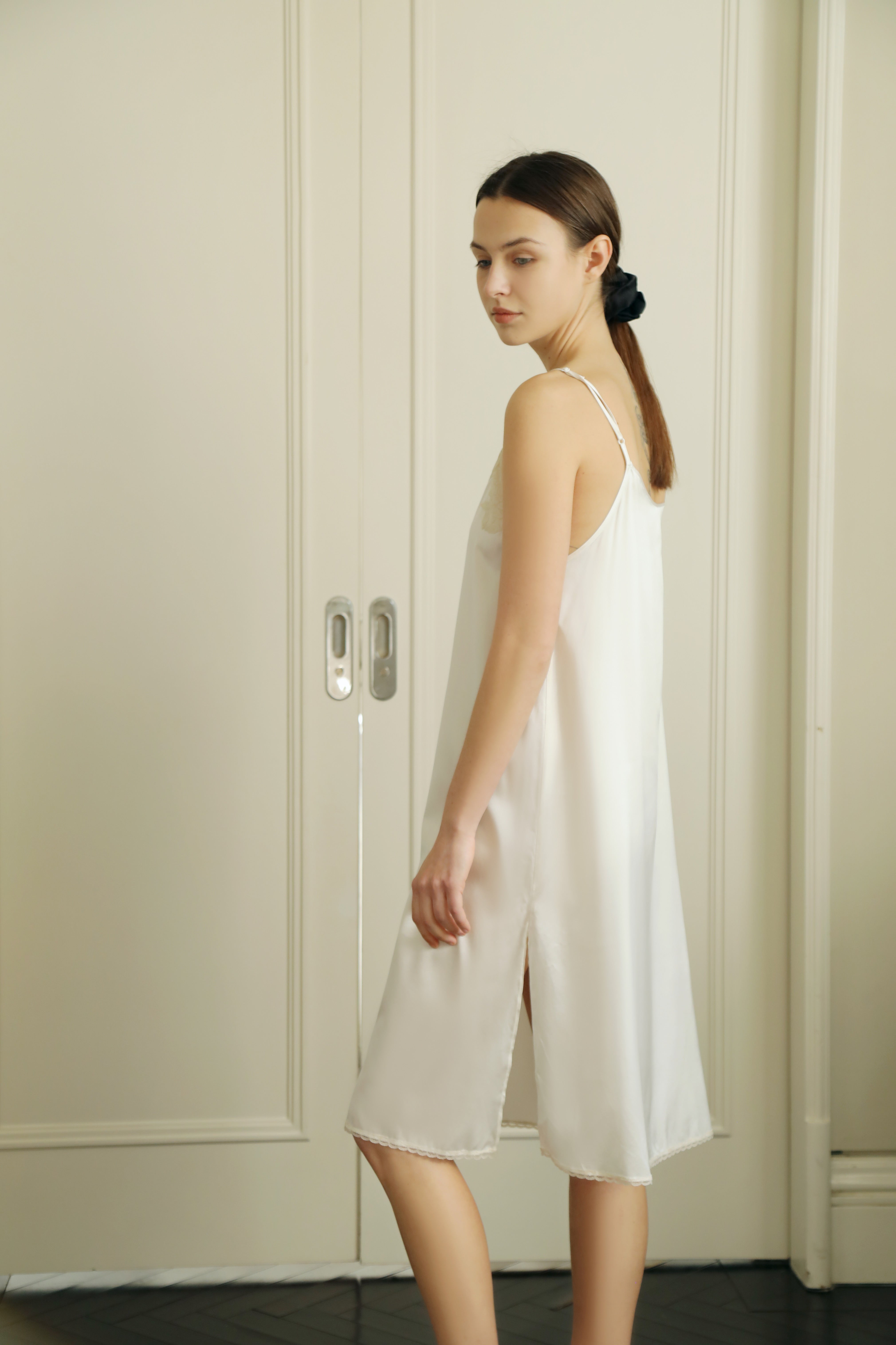 New-moon 22mm mulberry Silk slip dress & Robe set(2 pieces)