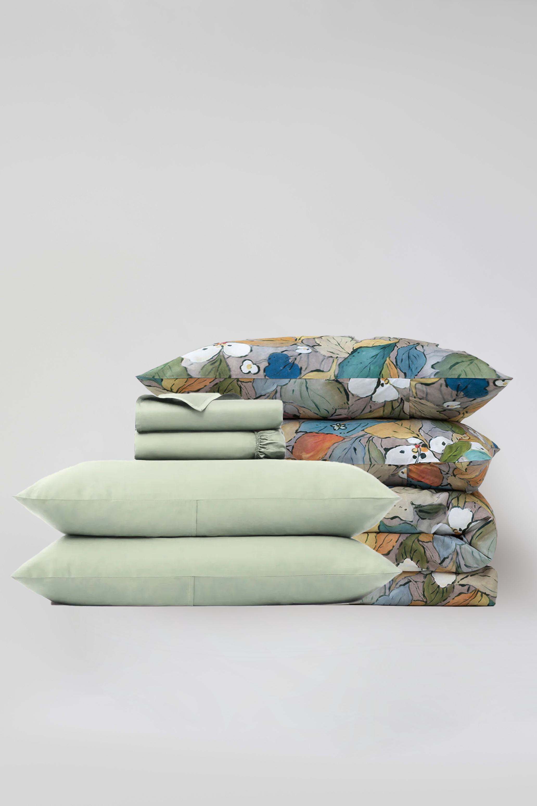 Classic Cotton Bedding Sets - Dogwood Serenade Duvet Cover + Rainee Sheet Set - 7 piece set