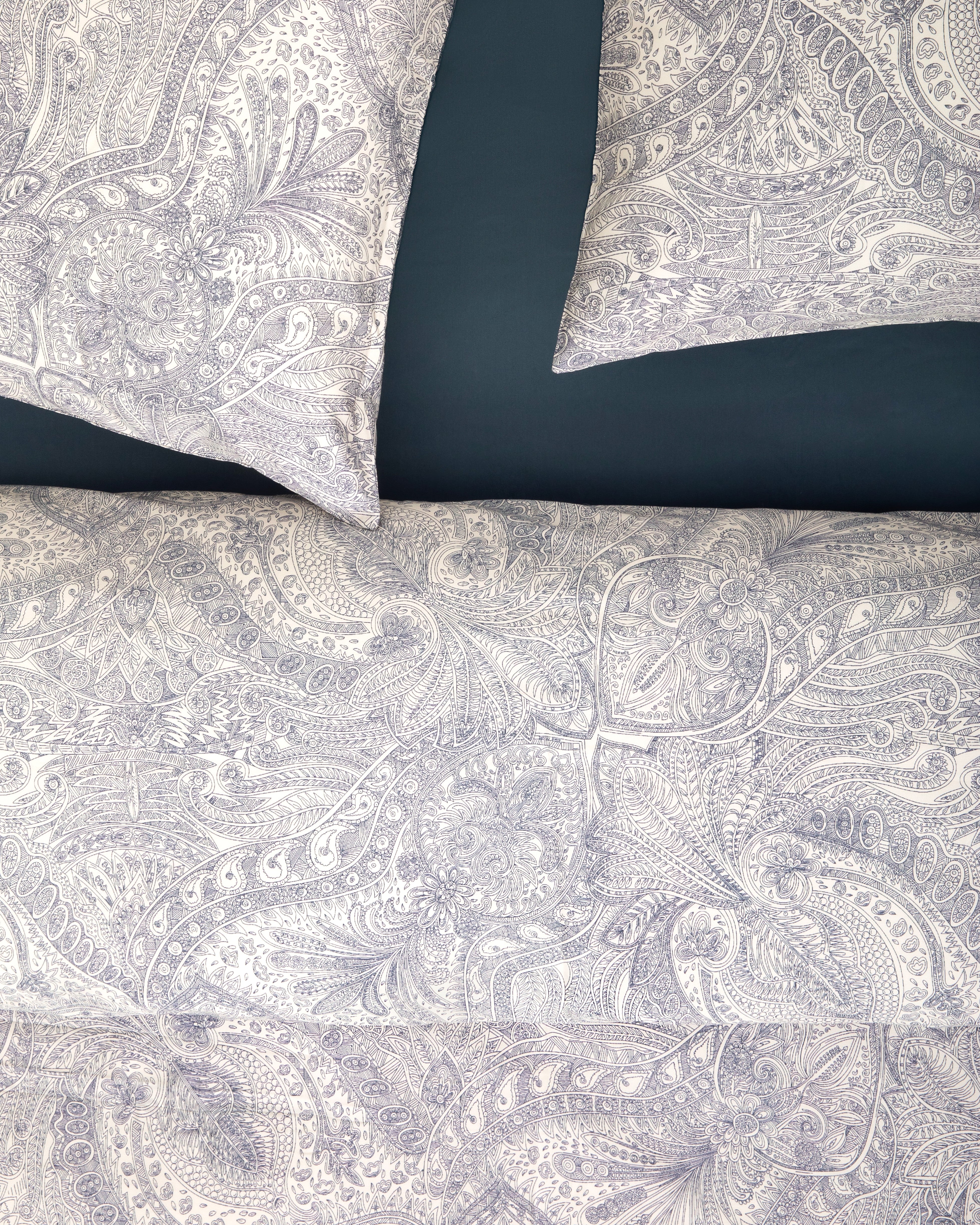 Classic Cotton Bedding Sets - The Grey Intricate Pen Drawings Duvet Cover + Smart Blue Sheet Set - 7 piece set