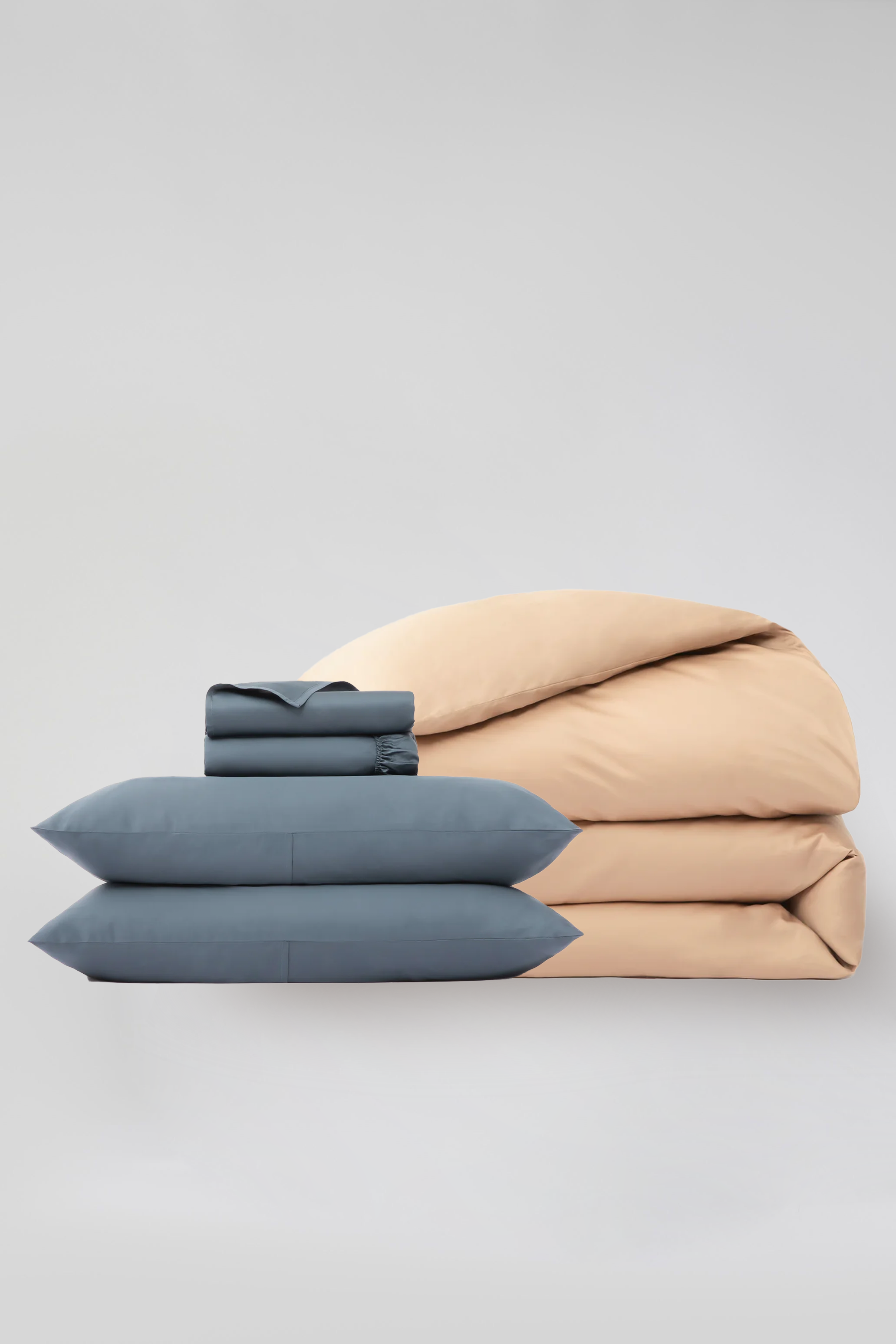 Classic Cotton Bedding Sets - The Raffia Duvet Cover + Smart Blue Sheet Set - 5 piece set