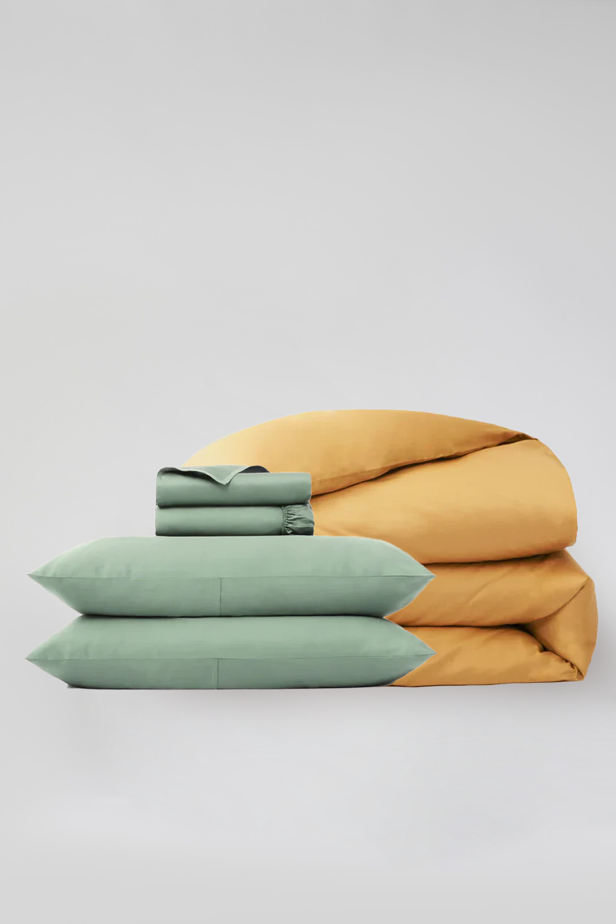 Classic Cotton Bedding Sets - The Turmeric Duvet Cover + Sage Green Bedding Set - 5 piece set