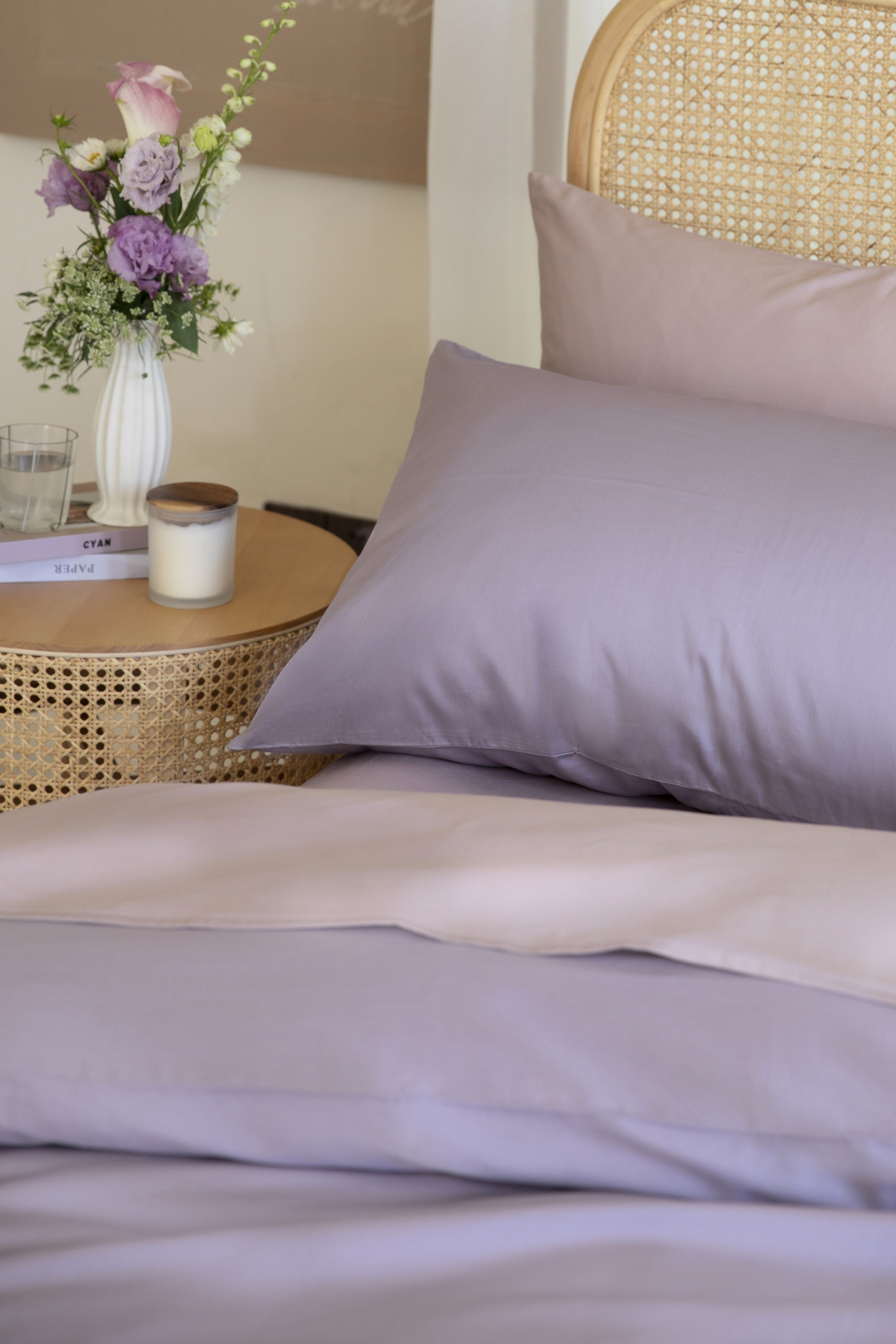 Classic Cotton Bedding Sets - The Lavender Duvet Cover + Pink Flare Sheet Set - 5 piece set