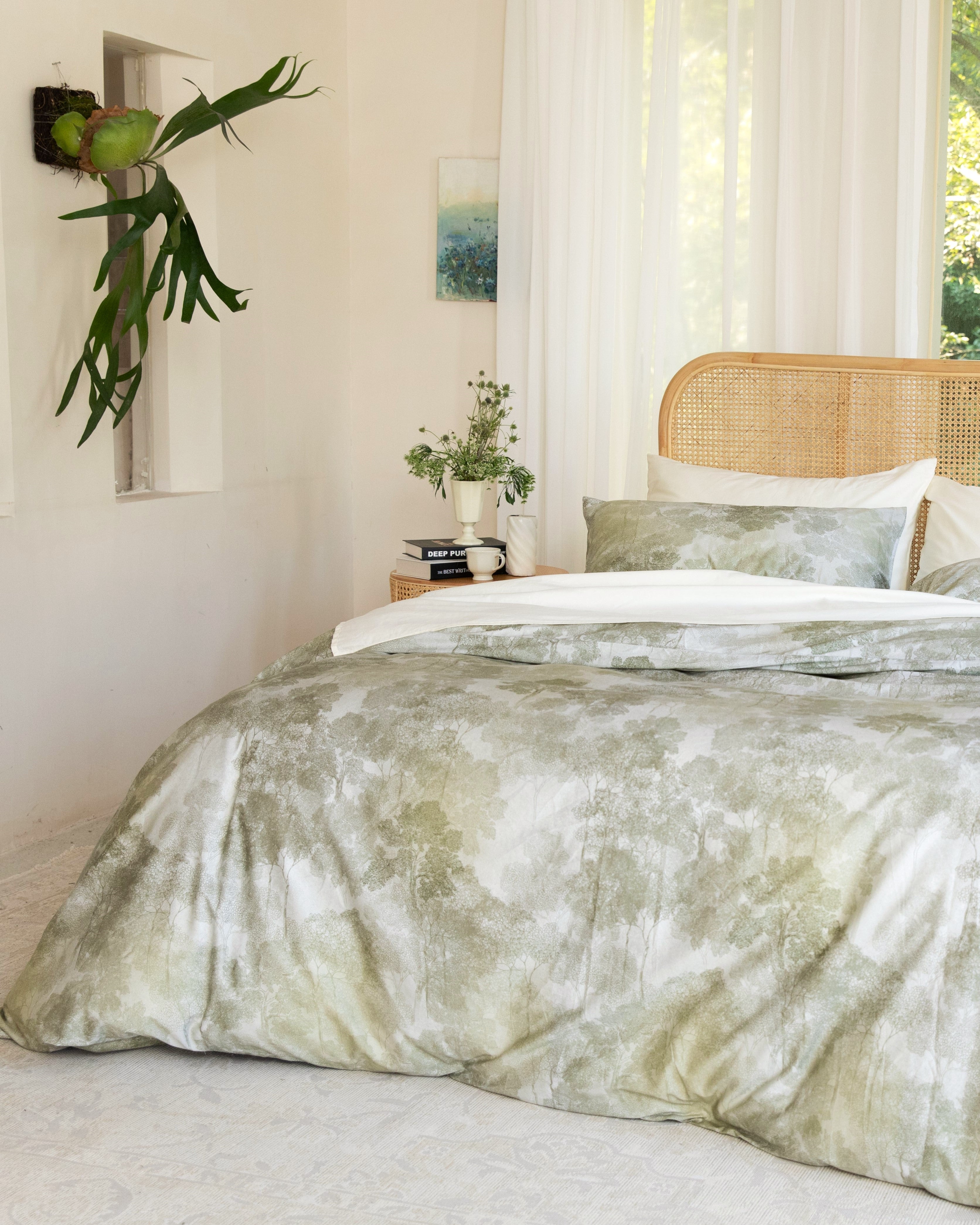 Classic Cotton Duvet Cover Set - Olive Tree