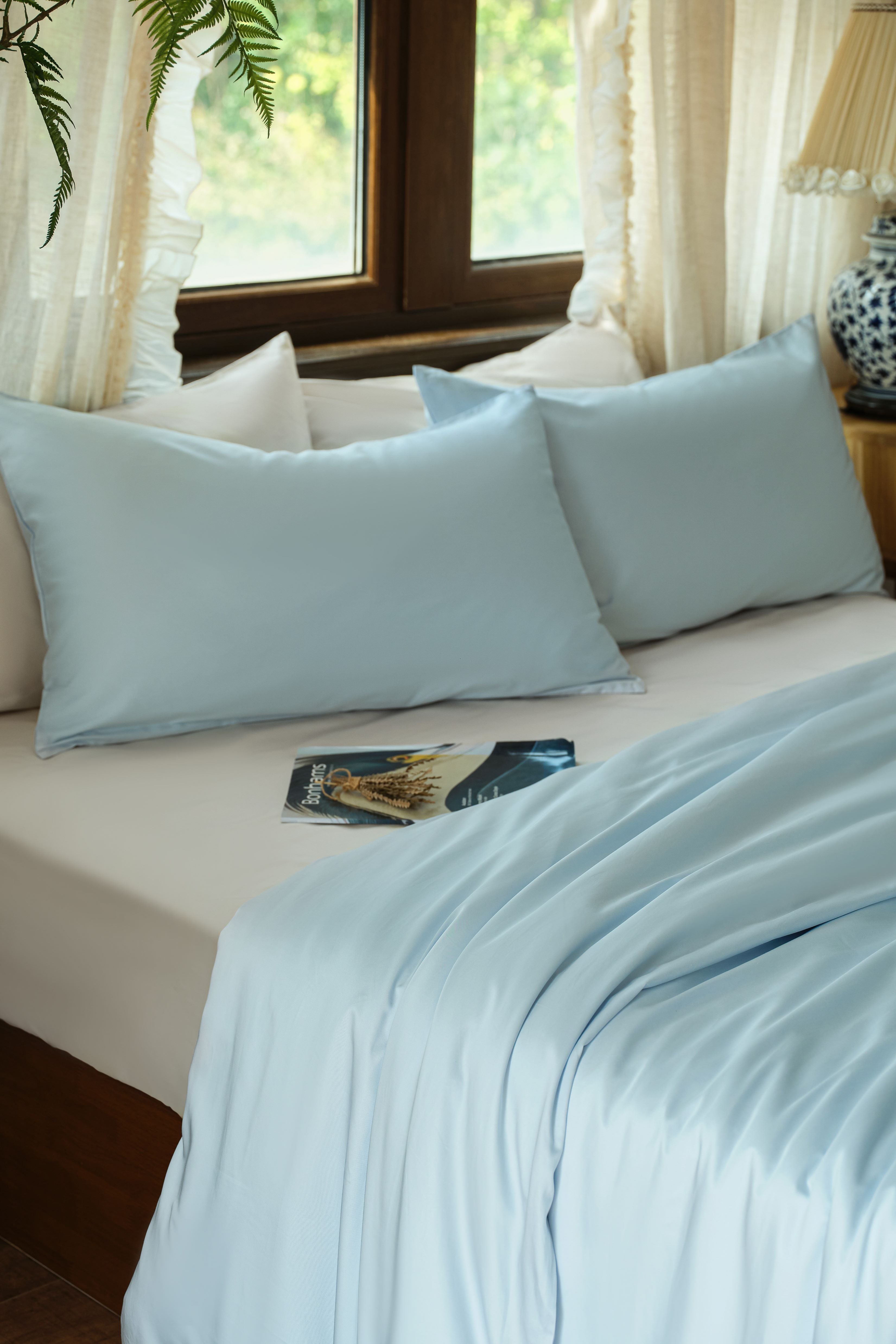 Luxe Tencel-Cotton Duvet Cover Set - Serene Blue