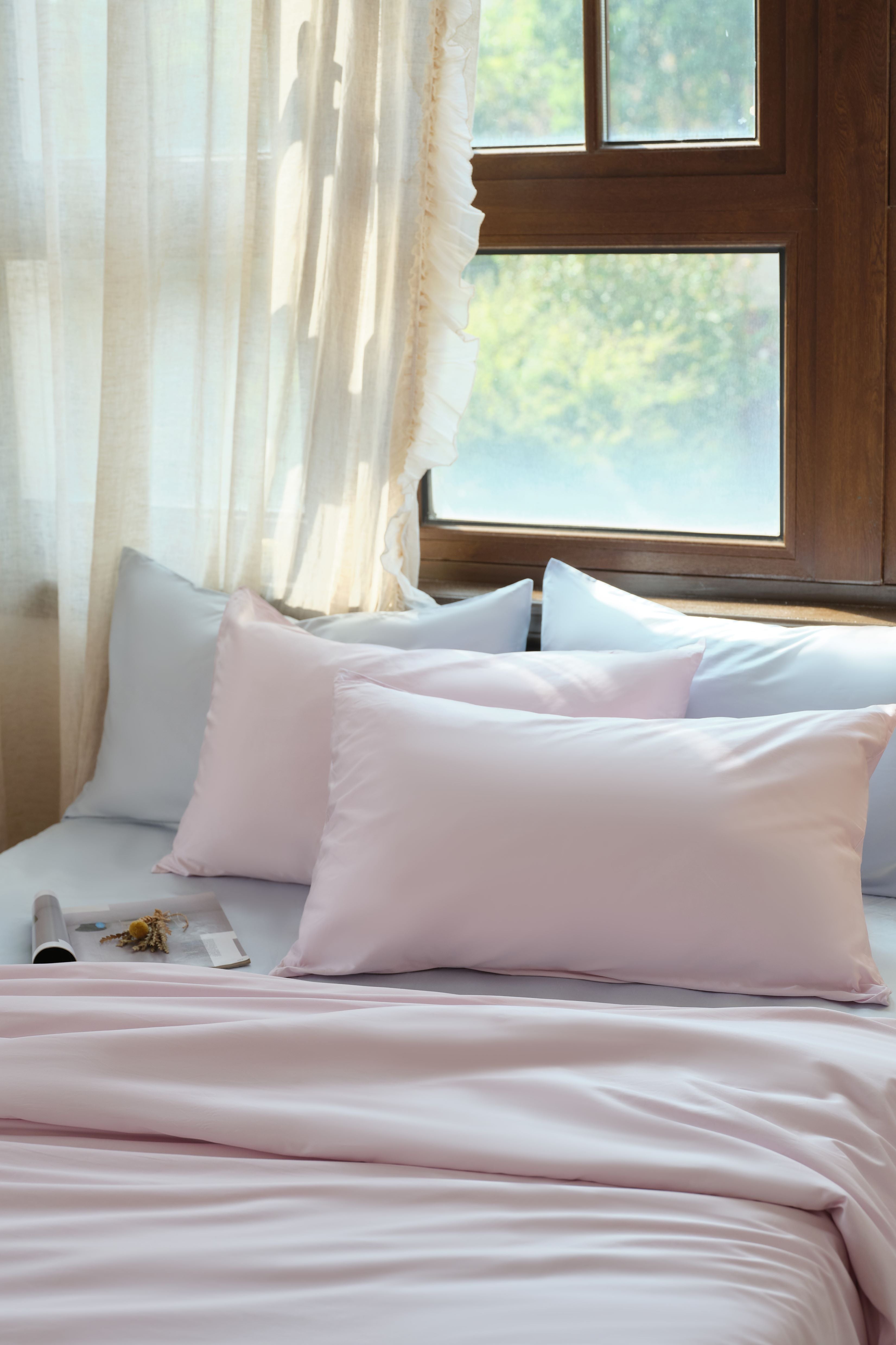 Luxe Tencel-Cotton Duvet Cover Set - Pastel Pink