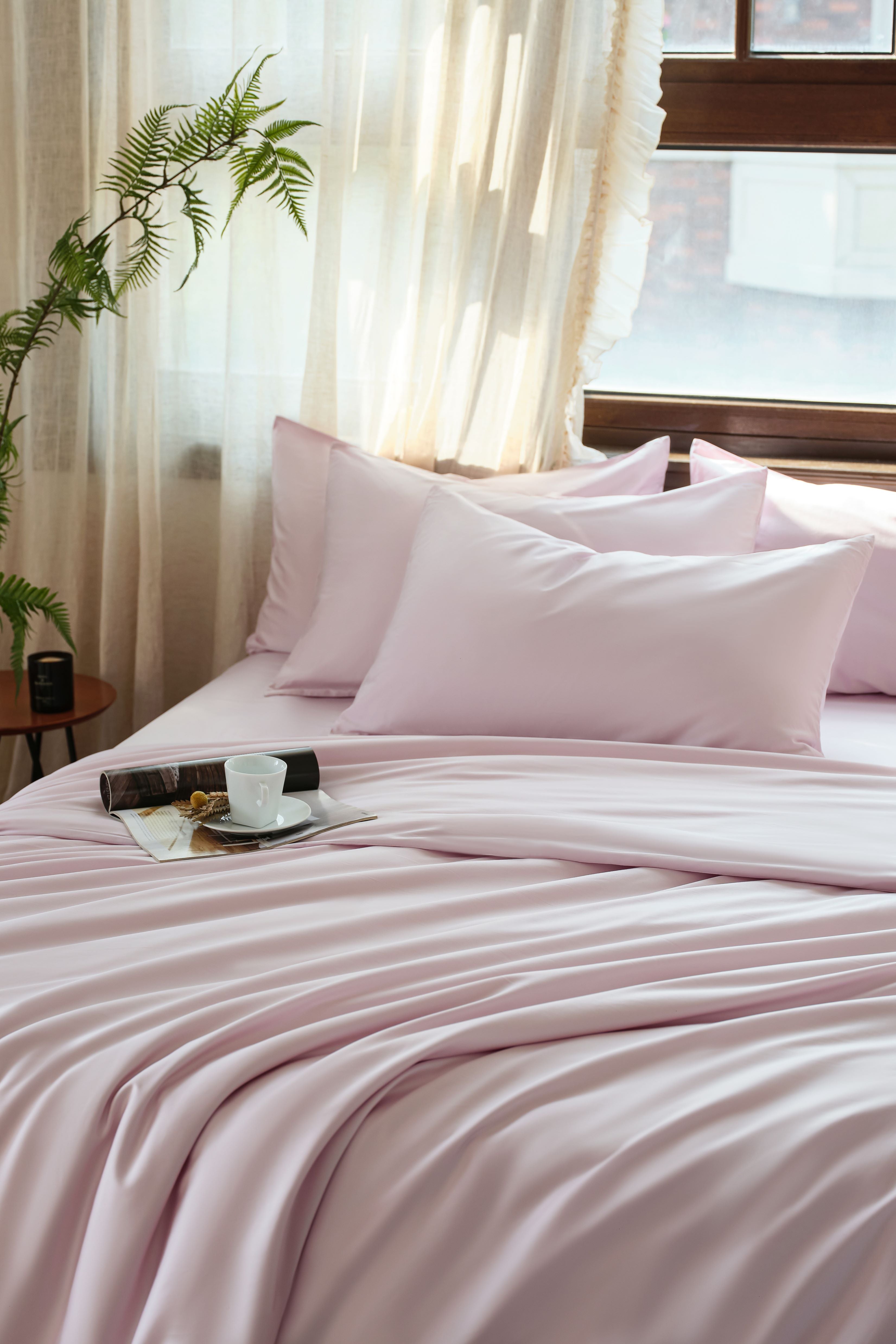 Luxe Tencel-Cotton Duvet Cover Set - Pastel Pink