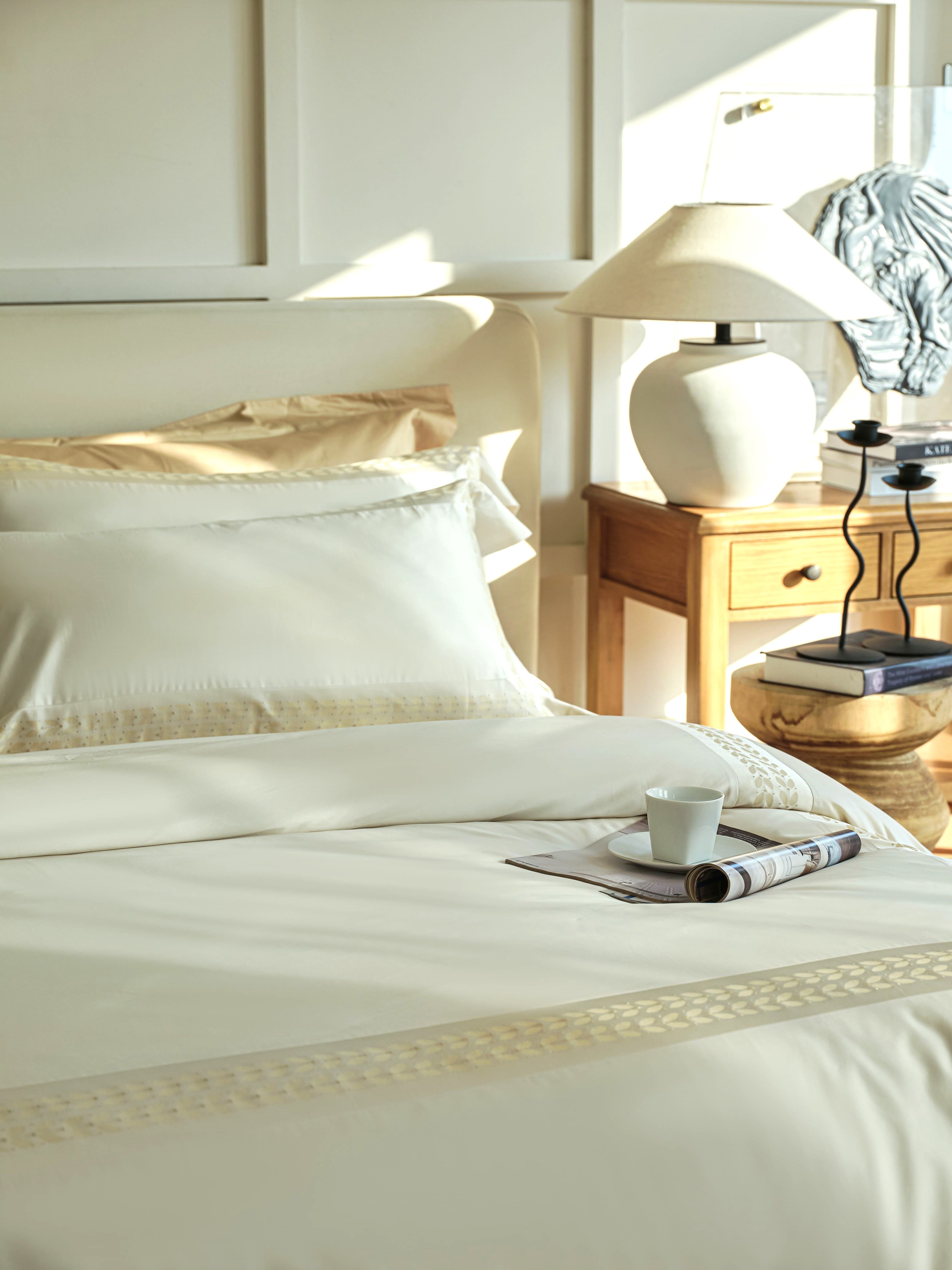 Noble Creamy Embroidered bedding Set - 200S