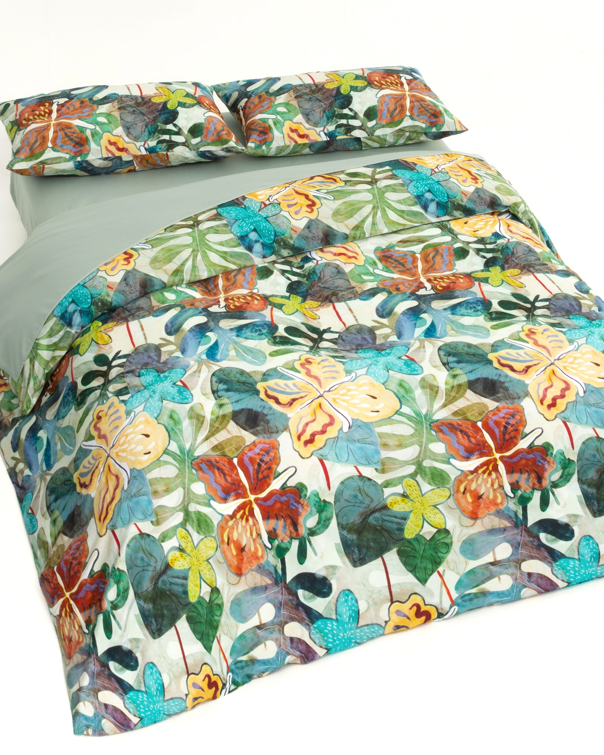 Classic Cotton Duvet Cover Set - Tropical Plants