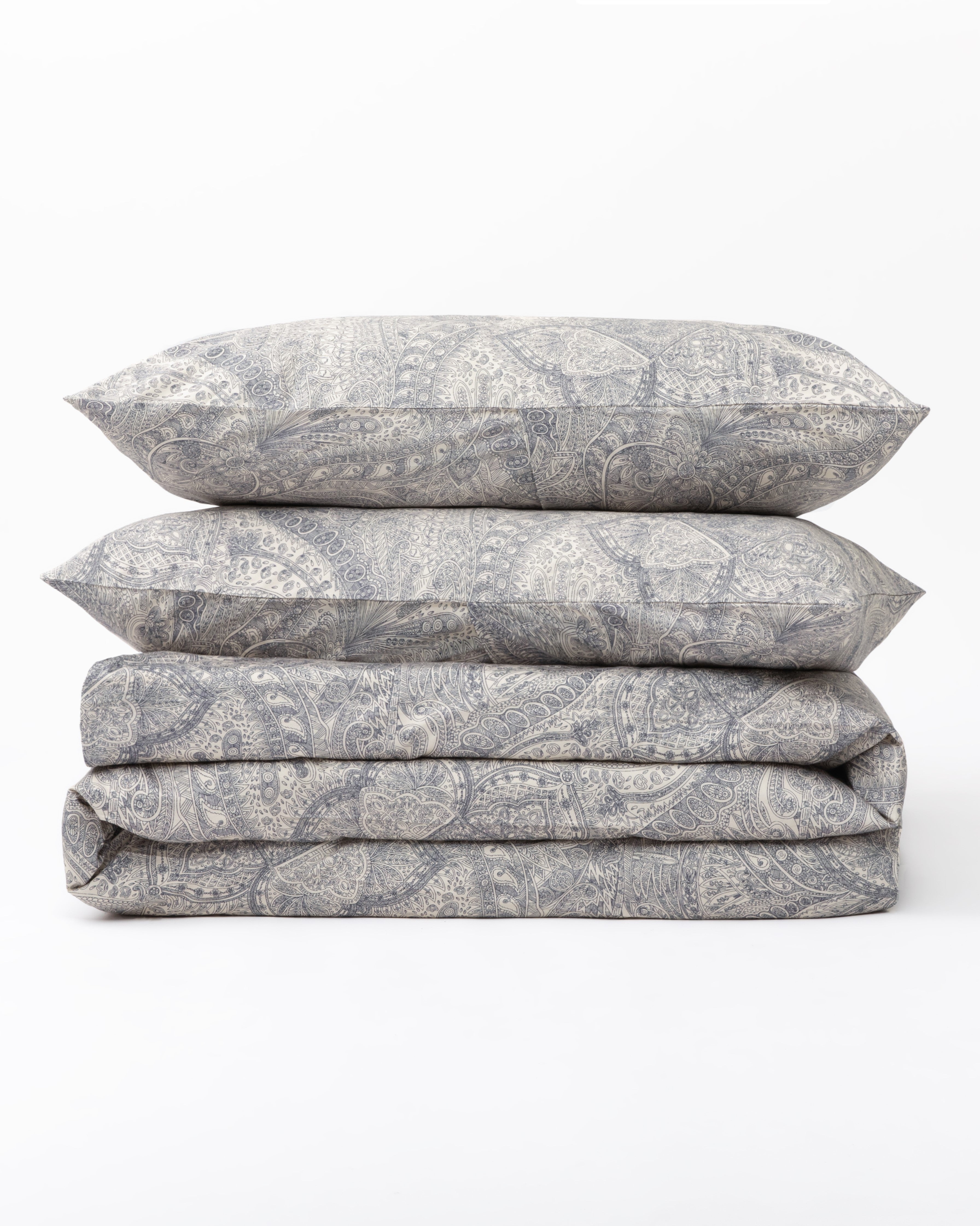 Classic Cotton Duvet Cover Set - Grey Intricate Pen Drawings