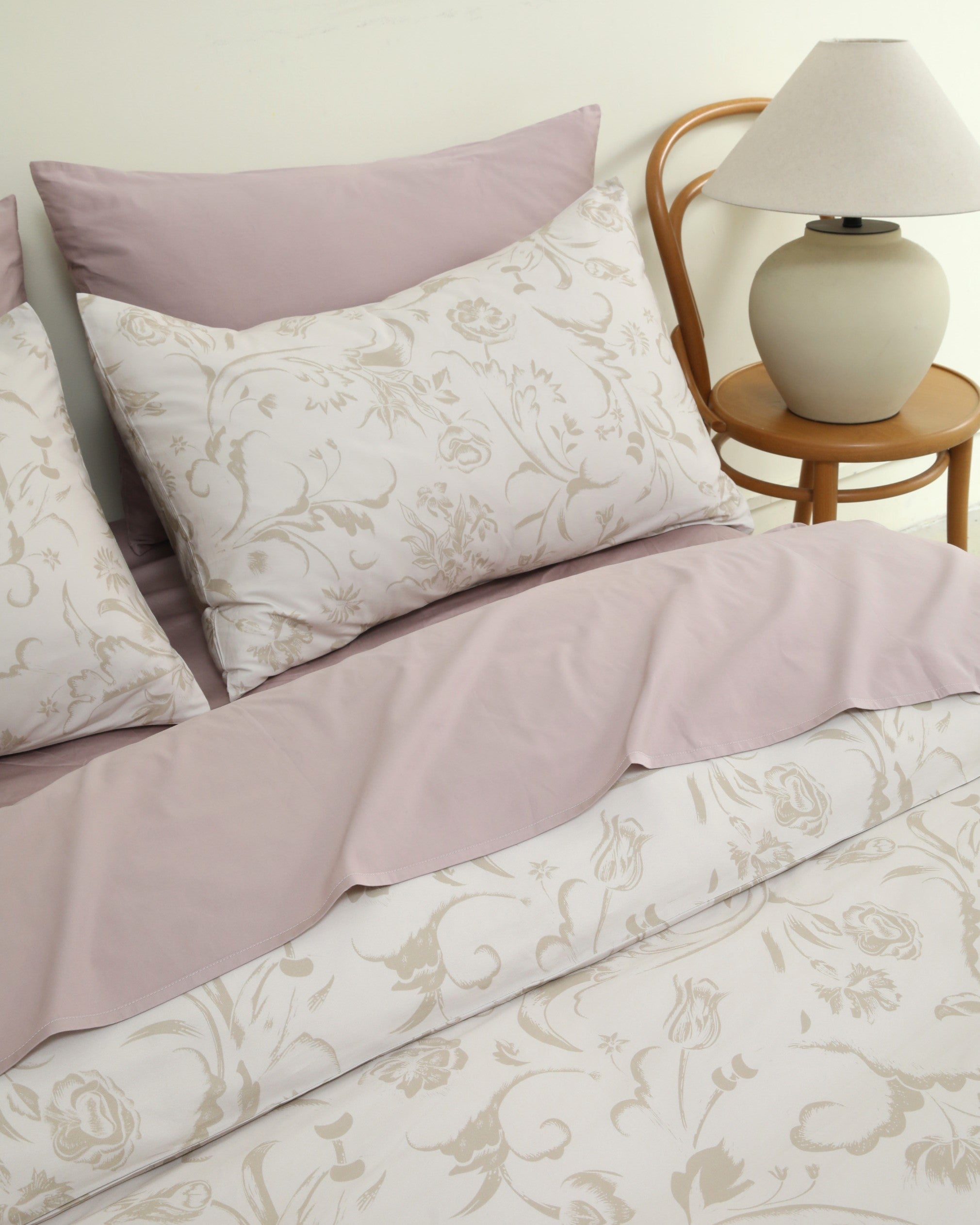 Classic Cotton Duvet Cover Set - Ivory Petals