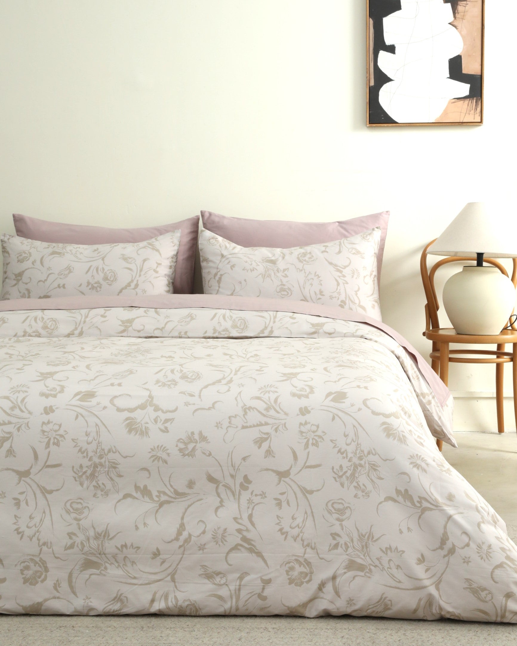 Classic Cotton Duvet Cover Set - Ivory Petals