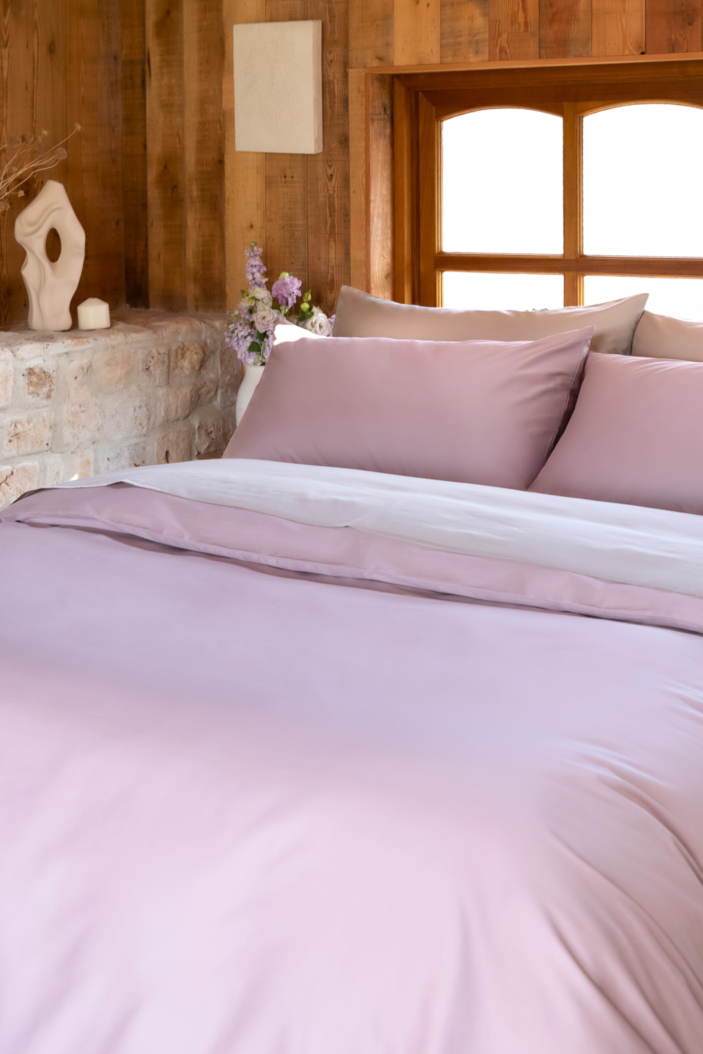 Classic Cotton Bedding Sets - The Pink Flare Duvet Cover + Swirl Sheet Set - 5 piece set