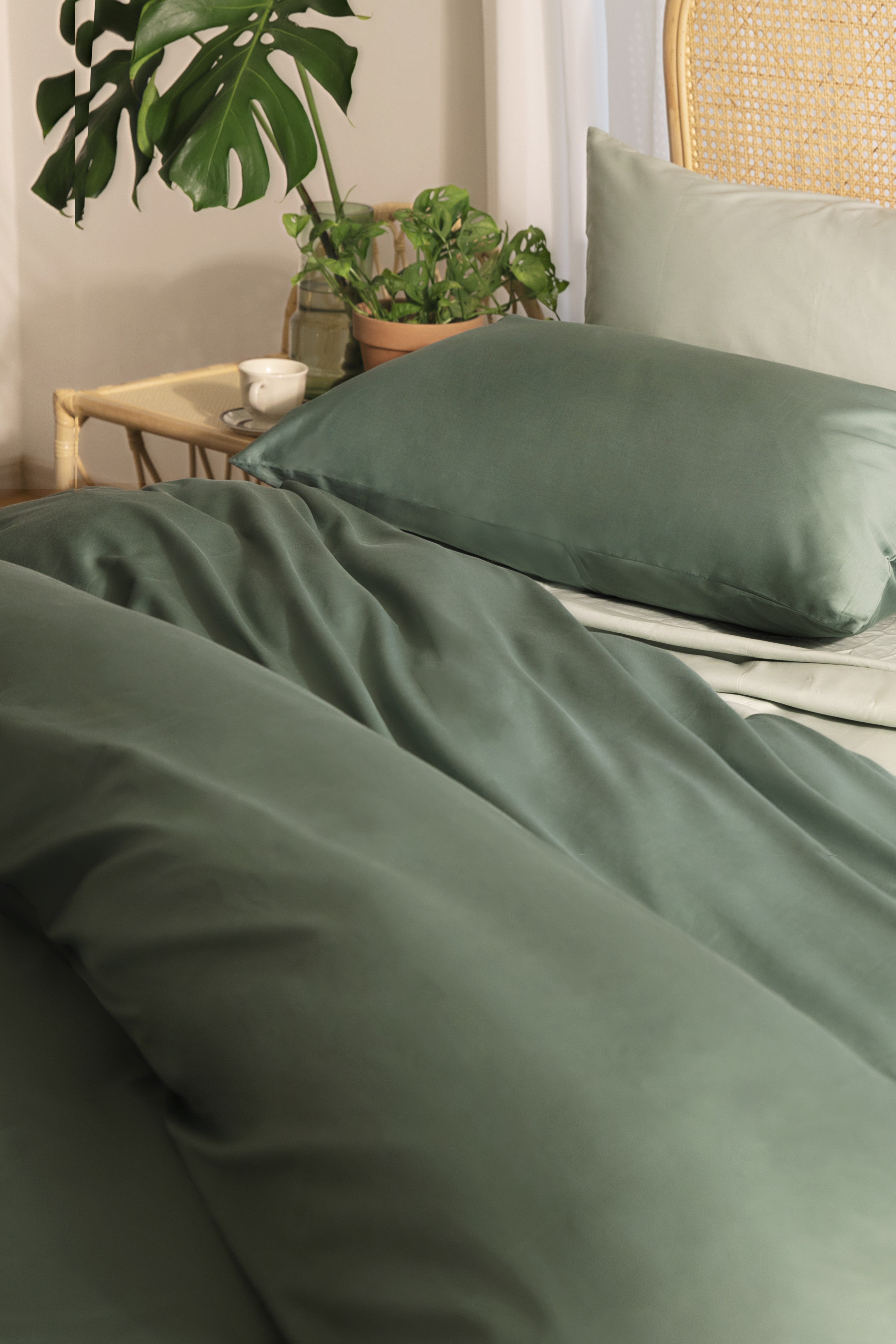 Classic Cotton Bedding Sets - The Sage Green Duvet Cover + Rainee Sheet Set - 5 piece set