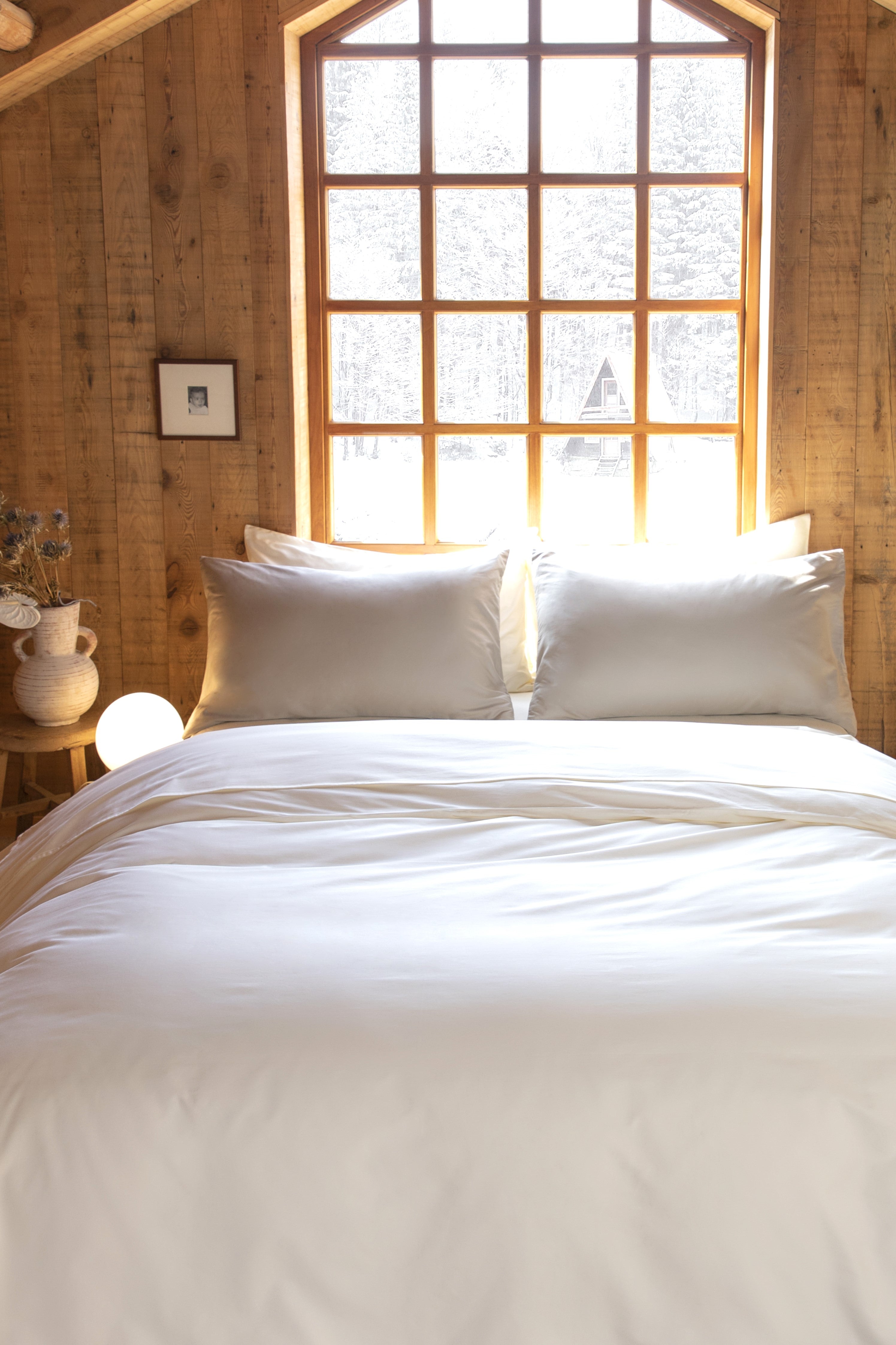 Classic Cotton Bedding Sets - The Creamy White Duvet Cover + Creamy White Set  - 5 piece set